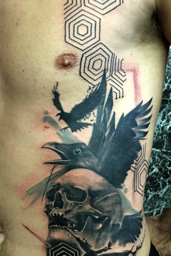 calavera y cuervo