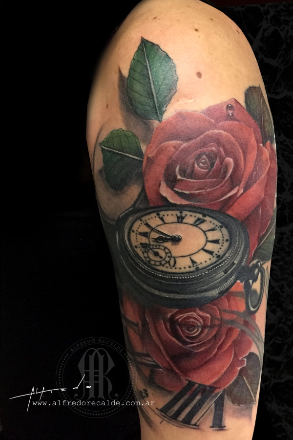 reloj y rosas para Evelyn